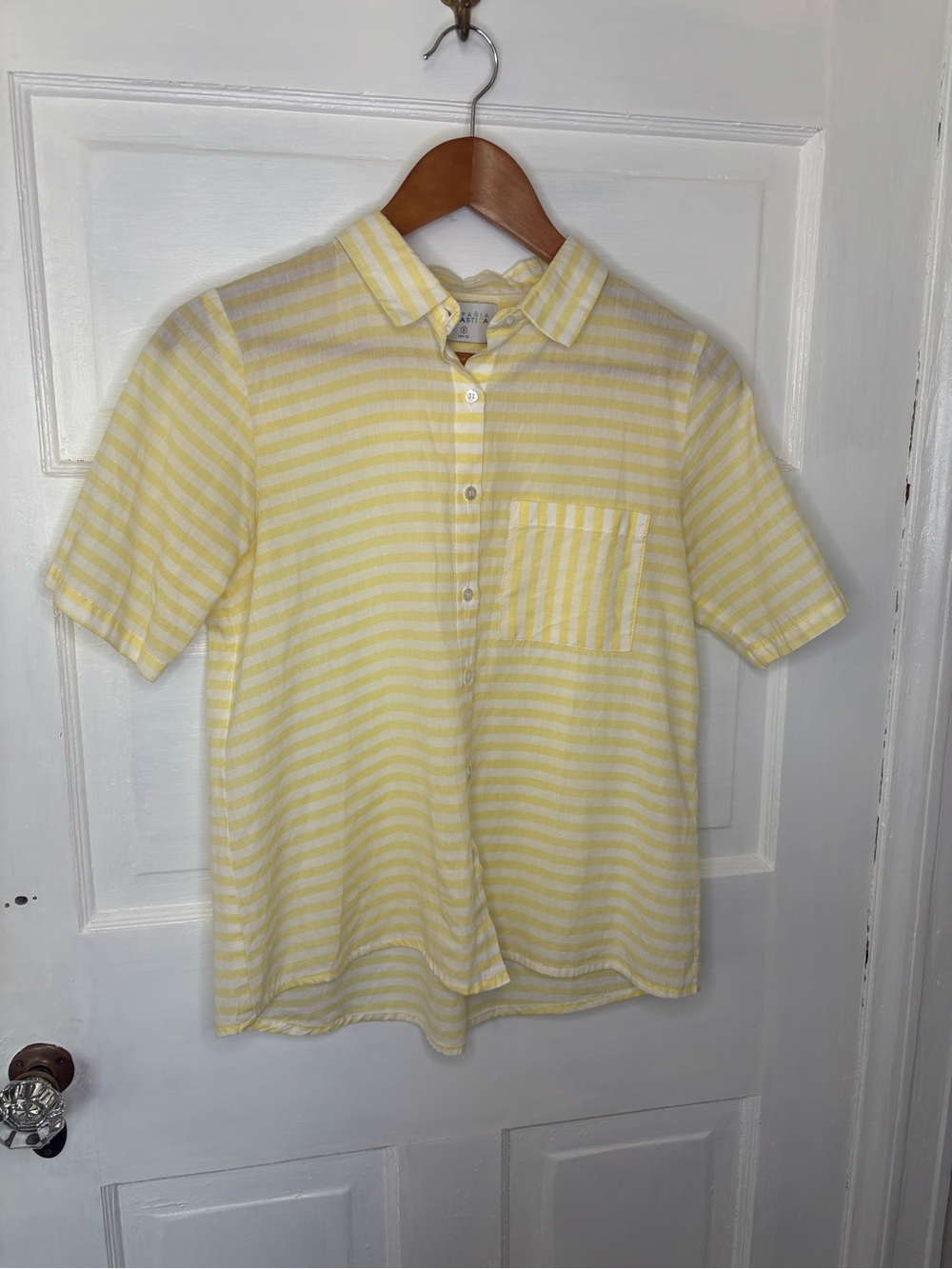 Compania Fantastica Lemon Striped Short-Sleeve Button-Down Shirt